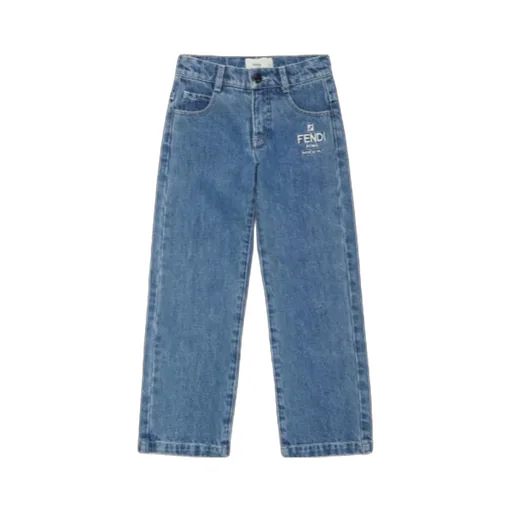 Fendi Kids Logo Embroidered Straight-Leg Jeans