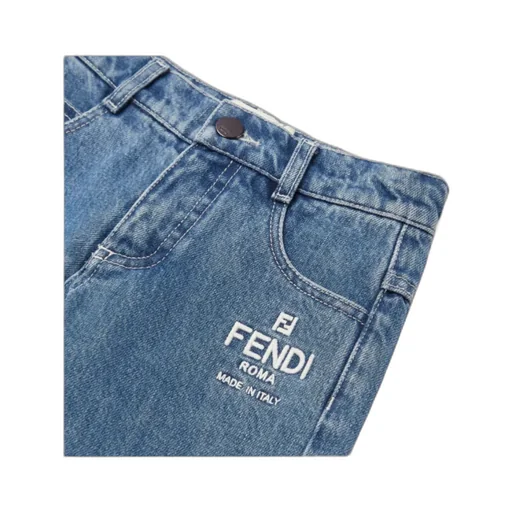 Fendi Kids Logo Embroidered Straight-Leg Jeans