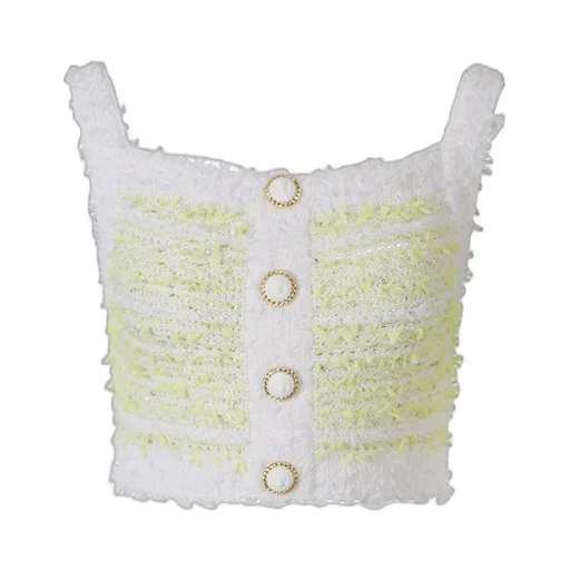 Balmain Textured Tweed Cropped Top