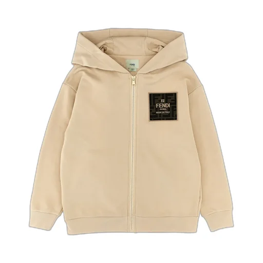 Fendi Kids Logo Patch Zipped Hoodie