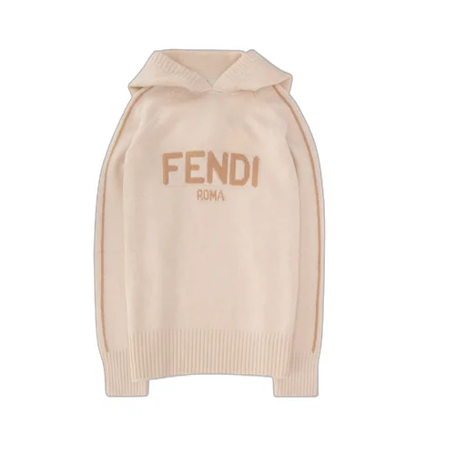 Fendi Kids Logo Intarsia Long-Sleeved Knitted Hoodie