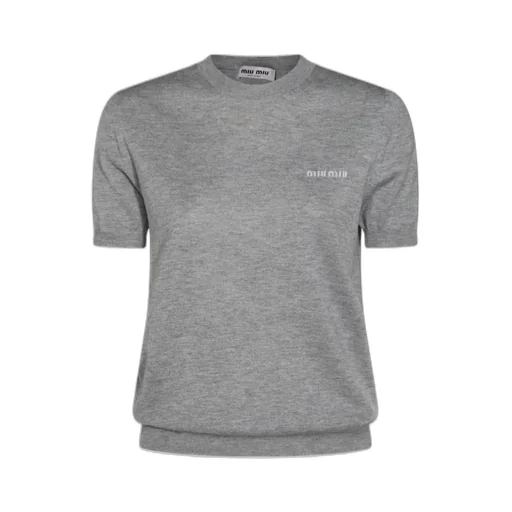 Miu Miu Logo Jacquard Fine-Knit Top