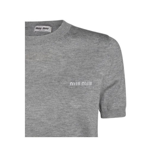 Miu Miu Logo Jacquard Fine-Knit Top