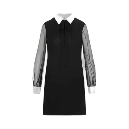 Valentino Neck Tie Long-Sleeved Mini Dress
