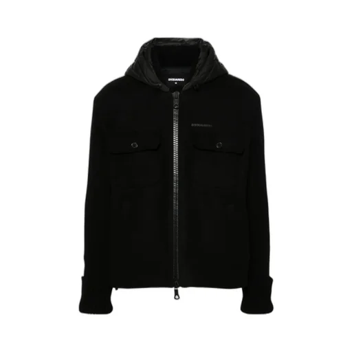 Contrast-Panel Hooded Jacket