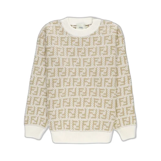 Fendi Kids Logo Intarsia-Knit Crewneck Jumper