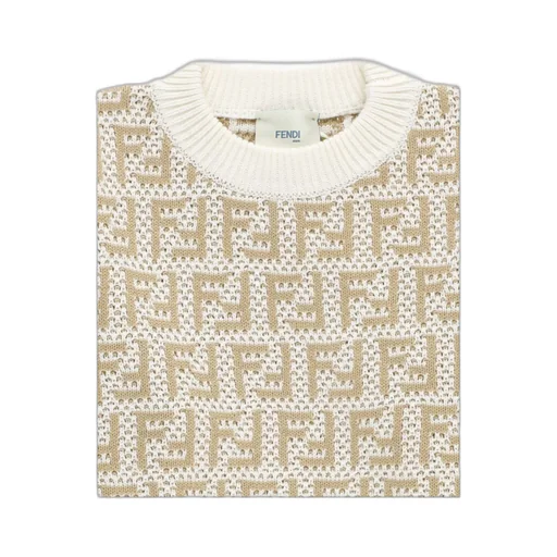 Fendi Kids Logo Intarsia-Knit Crewneck Jumper