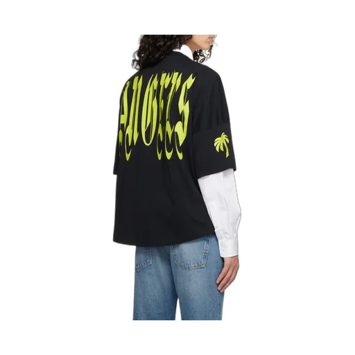 Palm Angels Gothic Logo Printed Crewneck T-Shirt