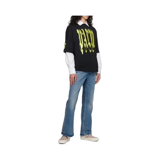 Palm Angels Gothic Logo Printed Crewneck T-Shirt
