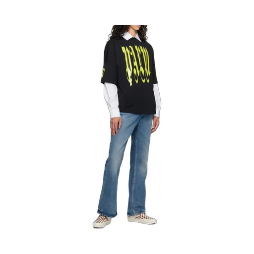 Palm Angels Gothic Logo Printed Crewneck T-Shirt