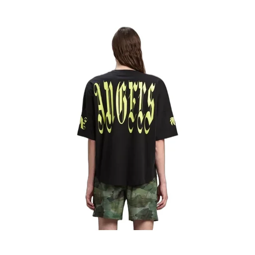 Palm Angels Gothic Logo Printed Crewneck T-Shirt