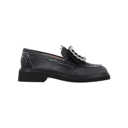 Roger Vivier Viv' Rangers Embellished Denim Loafers