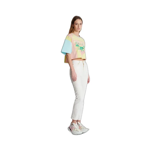 Balmain Palm Tree Printed Cropped T-Shirt