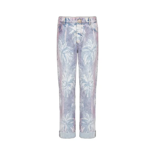 Balmain Palm Tree Denim Boyfriend Jeans
