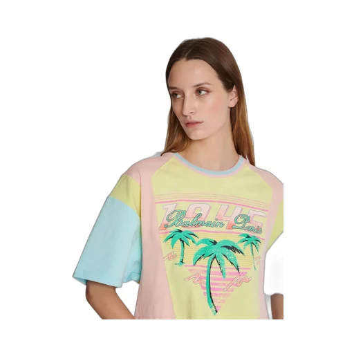 Balmain Palm Tree Printed Cropped T-Shirt