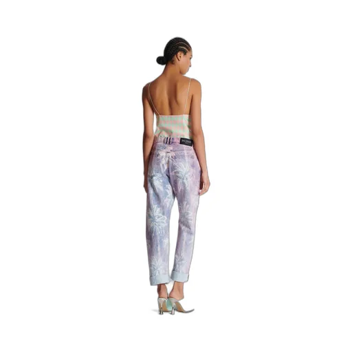 Balmain Palm Tree Denim Boyfriend Jeans