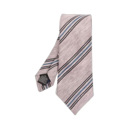 Stripe-Print Linen-Silk Blend Tie