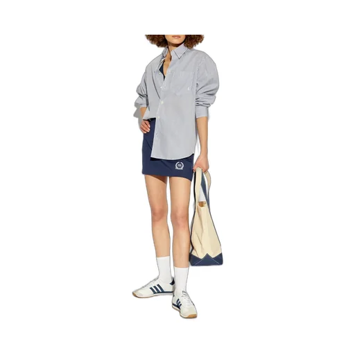 Sporty & Rich Striped Logo-Embroidered Shirt
