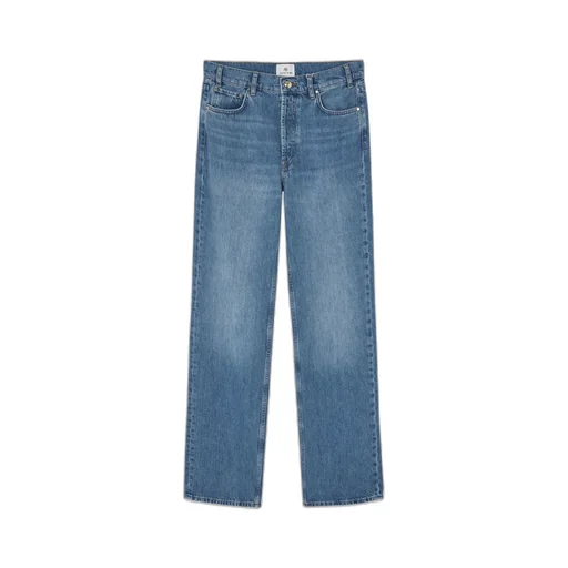 Mid-Wash Wide-Leg Jeans