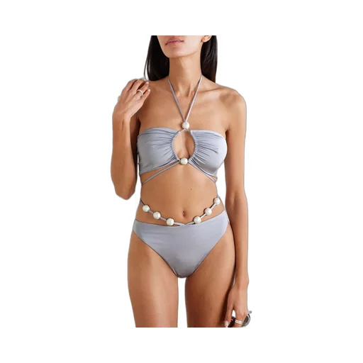 Faux Pearl Trimmed Bikini Briefs