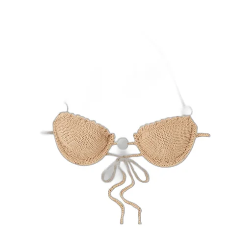 Crocheted Bikini Top With Artificial Pearls