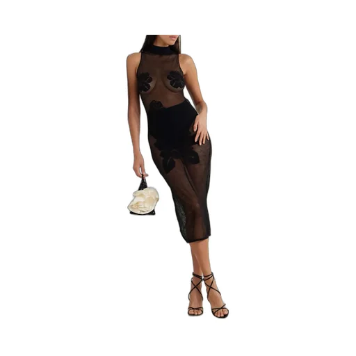 Jacquard Knitted Mesh Dress