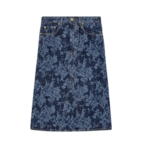 Ganni Lazer Denim Midi Skirt