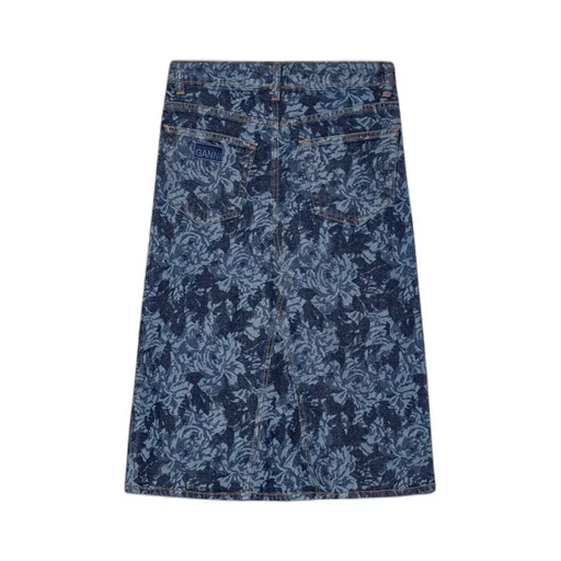 Ganni Lazer Denim Midi Skirt