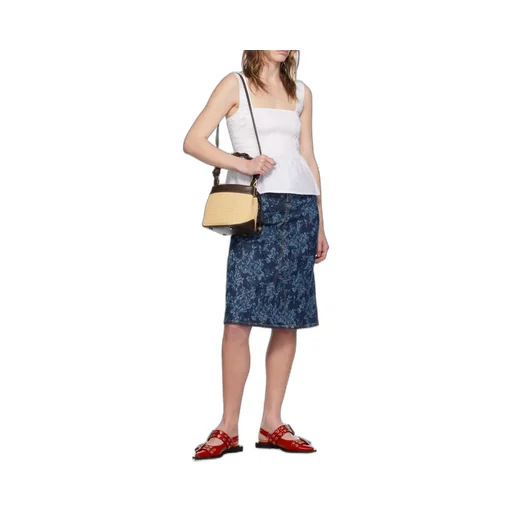 Ganni Lazer Denim Midi Skirt