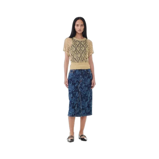 Ganni Lazer Denim Midi Skirt