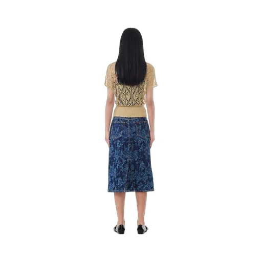 Ganni Lazer Denim Midi Skirt