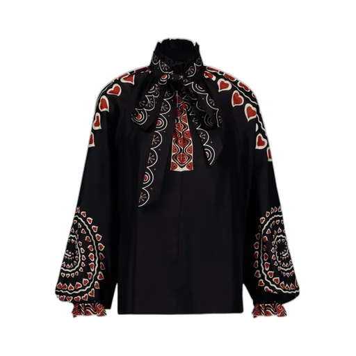 Cerere Silk PlacÉE-Print Blouse