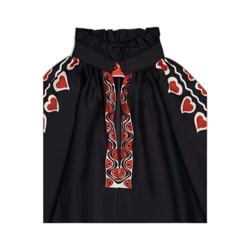 Cerere Silk PlacÉE-Print Blouse