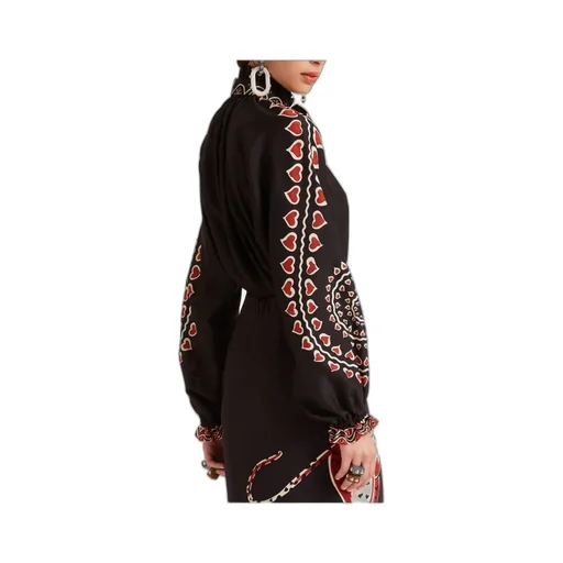 Cerere Silk PlacÉE-Print Blouse