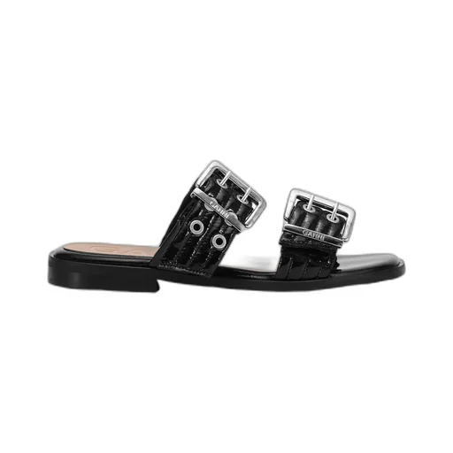 Ganni Feminine Buckle Two-Strap Sandals