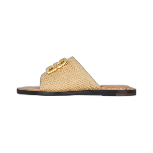 Givenchy 4G Plaque Raffia Flat Mules