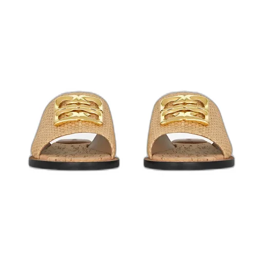 Givenchy 4G Plaque Raffia Flat Mules