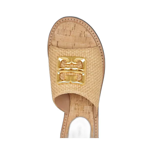 Givenchy 4G Plaque Raffia Flat Mules