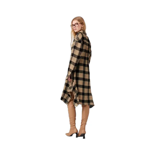 Horn Check Medium Length Wool Dress