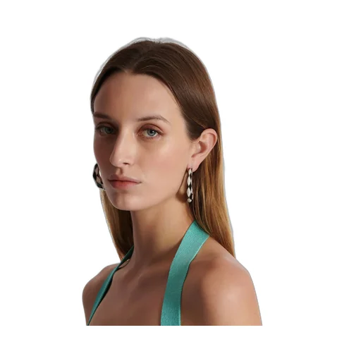 Diamond Enamelled Two-Tone Hoop Earrings