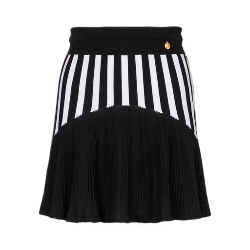 Balmain Pleated Striped Knit Skirt