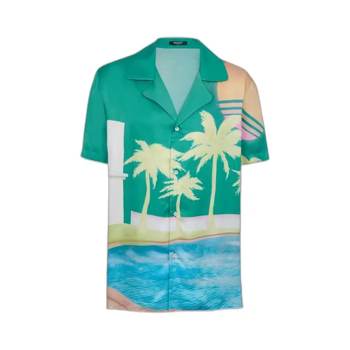 Balmain Palm Printed Short-Sleeve Shirt