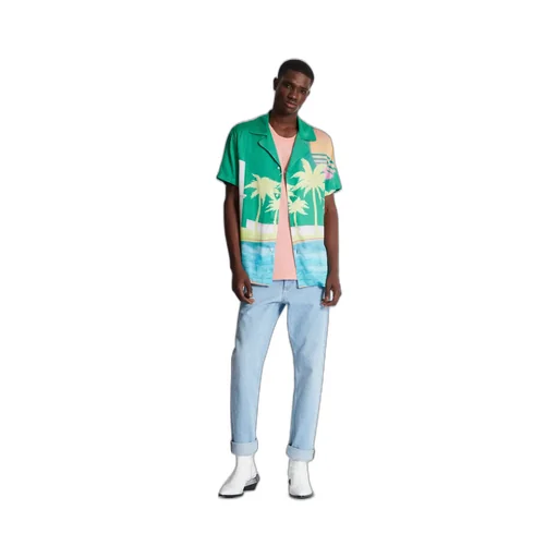 Balmain Palm Printed Short-Sleeve Shirt