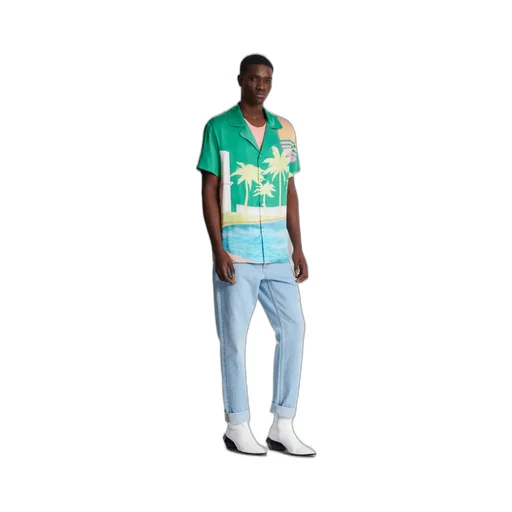 Balmain Palm Printed Short-Sleeve Shirt