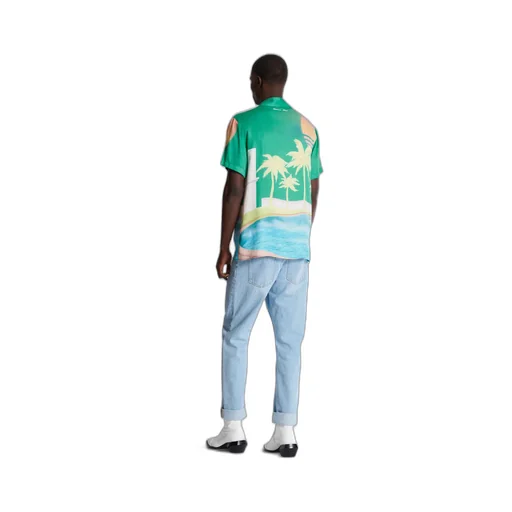 Balmain Palm Printed Short-Sleeve Shirt
