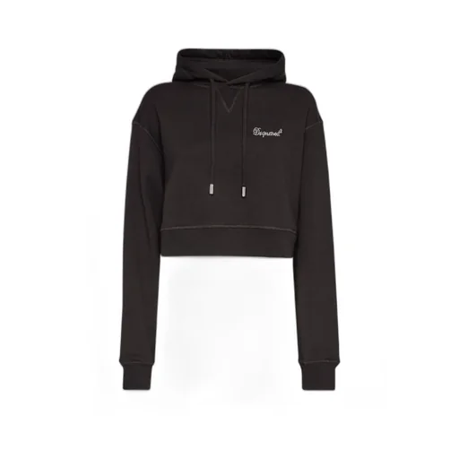 Dsquared2 Logo Detailed Cropped Drawstring Hoodie