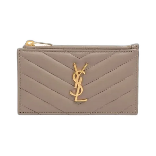 Saint Laurent Logo Plaque Zip-Up Cardholder