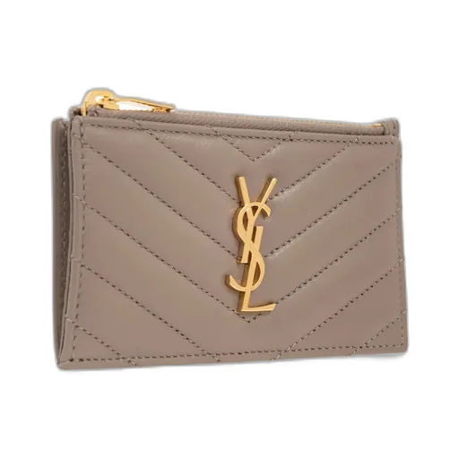 Saint Laurent Logo Plaque Zip-Up Cardholder