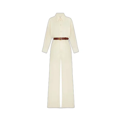 Saint Laurent Belted Long-Sleeved Jumpsuit