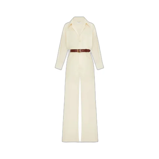 Saint Laurent Belted Long-Sleeved Jumpsuit